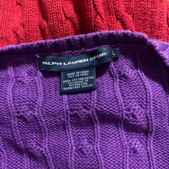 Polo by Ralph Lauren Men's Red and Purple V-Neck Sweaters, Bundle of 2 - Picture 3 of 10